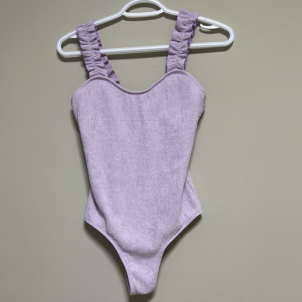 Lavender Ruffled Strap swimsuit/ Bodysuit